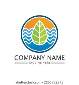 Nature Farm and farming vector logo illustration design. sun farm.Isolated illustration of fields  farm landscape and sun. Concept for agriculture ,harvesting ,natural farm,  organic products.