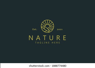Nature Farm Field Simple Logo Branding. 