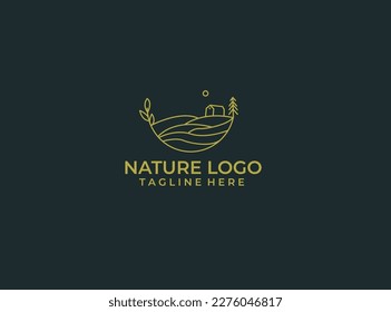 Nature Farm Field Simple Logo Branding.