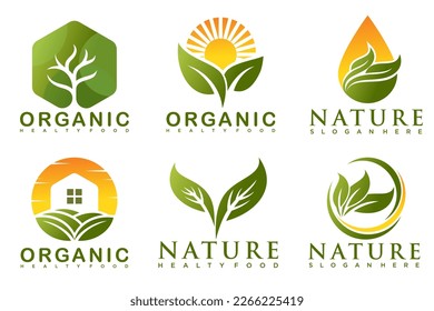 Nature Farm icon set Logo Design Template