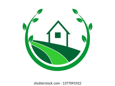 Beautiful House Garden Icon Design Green Stock Vector (Royalty Free ...