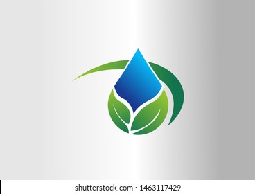Nature Farm logo design, leaf and water