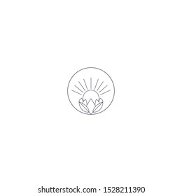 Nature Farm logo design with sun vector template .