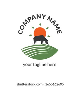 nature farm logo illustration  template, vector file eps 10 text and color is easy to edit