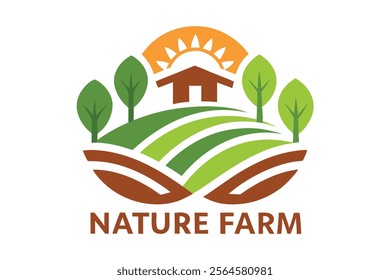 Nature Farm Logo Vector - Creative and High-Quality Vector Design.These high-quality vector illustrations highlight themes of agriculture, greenery, eco-friendliness, and sustainability.