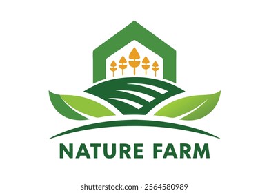 Nature Farm Logo Vector - Creative and High-Quality Vector Design.These high-quality vector illustrations highlight themes of agriculture, greenery, eco-friendliness, and sustainability.