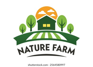 Nature Farm Logo Vector - Creative and High-Quality Vector Design.These high-quality vector illustrations highlight themes of agriculture, greenery, eco-friendliness, and sustainability.