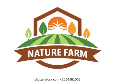 Nature Farm Logo Vector - Creative and High-Quality Vector Design.These high-quality vector illustrations highlight themes of agriculture, greenery, eco-friendliness, and sustainability.