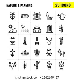 Nature And Farming Line Icon Pack For Designers And Developers. Icons Of Barn, Building, Door, Farm, Farming, Nature, Round, Mountain, Vector