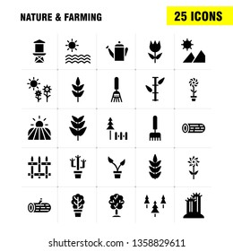 Nature And Farming Solid Glyph Icon Pack For Designers And Developers. Icons Of Barn, Building, Door, Farm, Farming, Nature, Round, Mountain, Vector