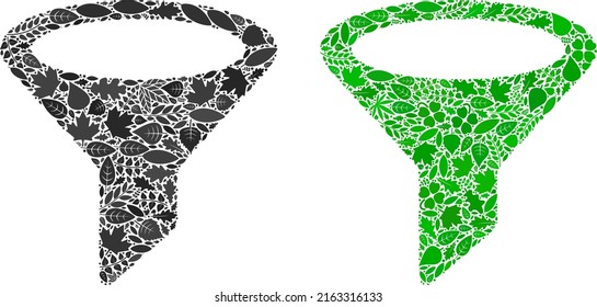 Nature filter icon mosaic of floral leaves in green and natural color shades. Ecological environment vector template for filter icon. Filter vector image is organized from green floral icons.
