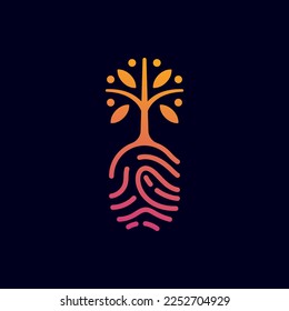 Nature finger print logo icon vector. Tree tech creative design illustration concept