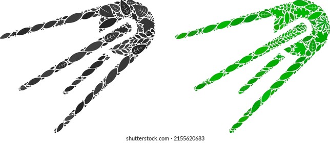 Nature first satellite icon composition of herbal leaves in green and natural color shades. Ecological environment vector concept for first satellite icon.