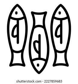 Vector de contorno de icono de peces naturales. Comida de aceite. Sesión marina