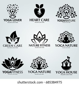 Nature fitness set logo design template. Vector illustration