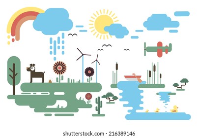 Nature flat design for kids.