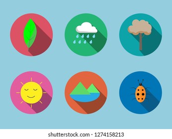 Nature flat icon design for web and media