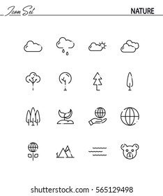 Nature flat icon set. Collection of high quality outline symbols for web design, mobile app. Nature vector thin line icons or logo.