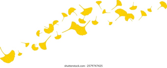 Nature floating ginkgo biloba leaves flying decoration ecology illustration. wind