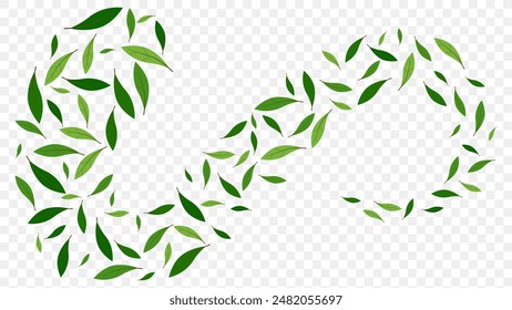 Nature floating green leaves flying decoration freshening greenery ecology illustration. seasonal relax