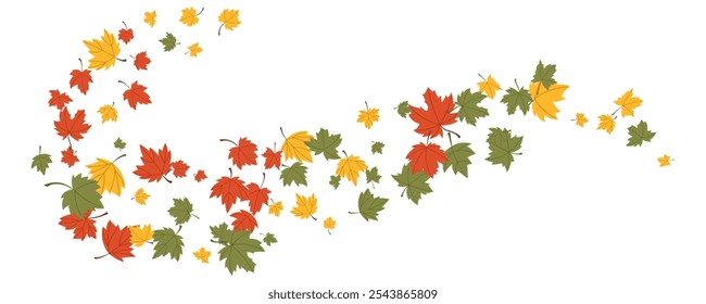 Nature floating maple leaves flying decoration autumn season illustration vector