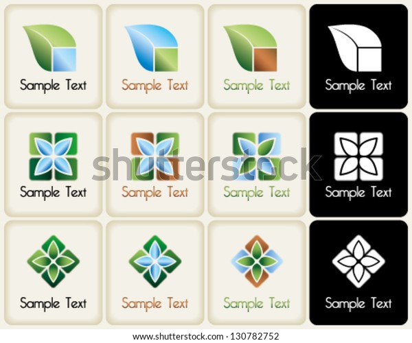 Nature and flora\
related vector mark\
collection