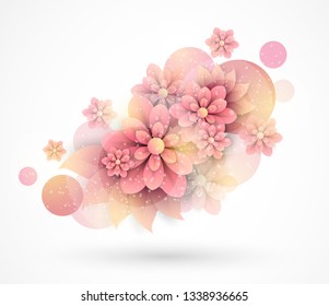 Nature floral abstract spring vector background with flowers. Vector eps 10