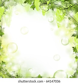 nature floral air background with bubbles