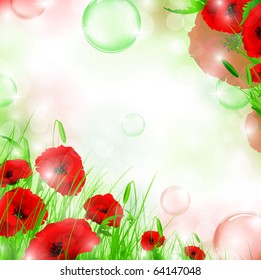 nature floral air background with bubbles