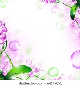 nature floral air background with bubbles