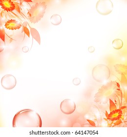 nature floral air background with bubbles