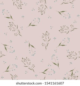 Nature floral background greenery pattern in hand drawn watercolor style. Vector foliage with jungle tropical leaf and summer flowers. Botanical hipster, rustic seamless print for wedding cards.