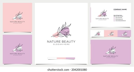 Nature floral botanical logo design with business card template