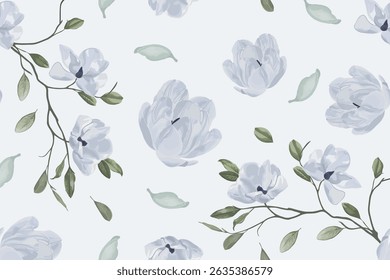 Natureza floral combinar e limpo padrão de tom. Detalhes dos motivos. Natureza estética. Ilustração padrão floral sem emenda. Design gráfico profissional. Decoração, papel de parede, flor, têxtil, tecido de superfície