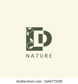 Nature Floral Leaf Initial Letter D logo.