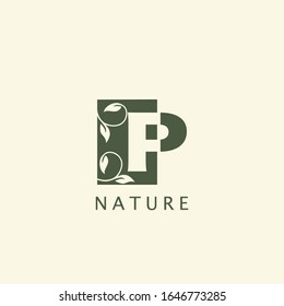 Nature Floral Leaf Initial Letter P logo.