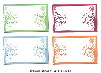 Nature floral ornamental frame border set vector 