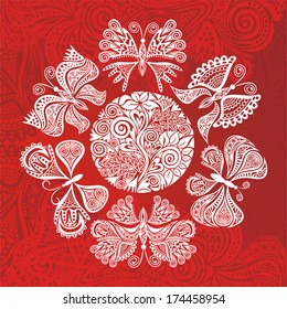 Nature floral pattern background butterflies vector illustration