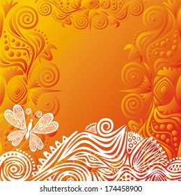 Nature floral pattern background butterfly vector illustration