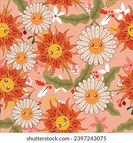 Nature floral pattern background. Seamless summer flower leaf. Fabric prints design decoration with spring plant texture.