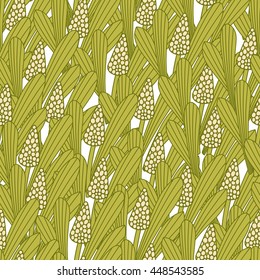 Nature Floral Seamless Pattern. Repetitive Texture with Flowers. Cute Pastel Vector Background. Ready Swatch Included in File