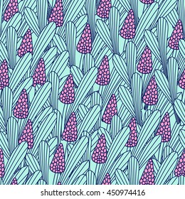 Nature Floral Seamless Pattern. Repetitive Texture with Flowers. Cute Pastel Vector Background. Ready Swatch Included in File