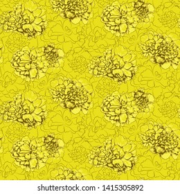 Nature floral vector seamless pattern. Silhouettes of many different green flowers. Ornate natural background. Fresh organic template for design, textile, wallpaper, carton, ceramic tile, banner.