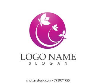 Nature flower beauty spa logo design template
