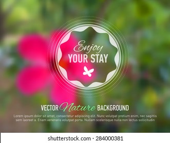 Nature flower blurred background with design text. Web-design template. Site. Banner. Vector illustration.
