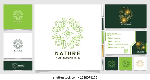 Nature, flower, boutique or ornament logo template with business card design. Can be used spa, salon, beauty or boutique logo design.
