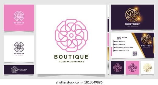 Nature, flower, boutique or ornament logo template with business card design. Can be used spa, salon, beauty or boutique logo design.