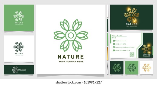 Nature, flower, boutique or ornament logo template with business card design. Can be used spa, salon, beauty or boutique logo design.