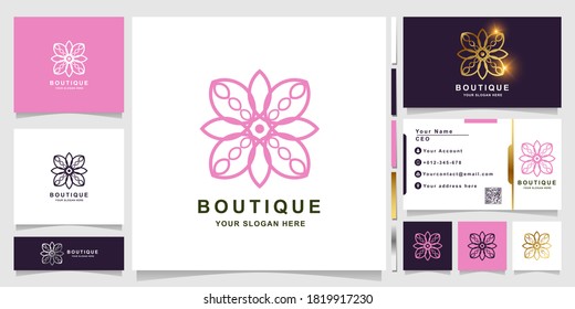 Nature, flower, boutique or ornament logo template with business card design. Can be used spa, salon, beauty or boutique logo design.