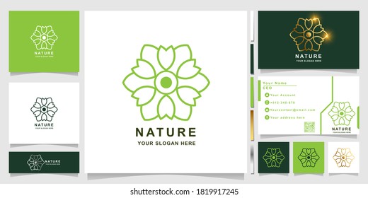 Nature, flower, boutique or ornament logo template with business card design. Can be used spa, salon, beauty or boutique logo design.